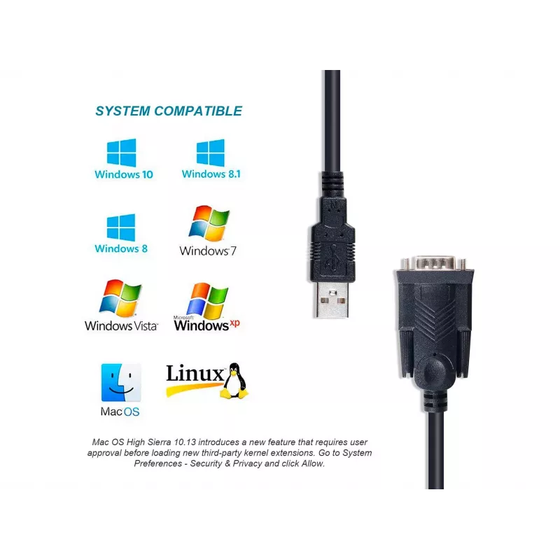 Equip USB-A į serial (DB9) kabelis, M/M 1,5m, juodas, 1,5 m, USB Type-A, DB-9, vyriškas, vyriškas