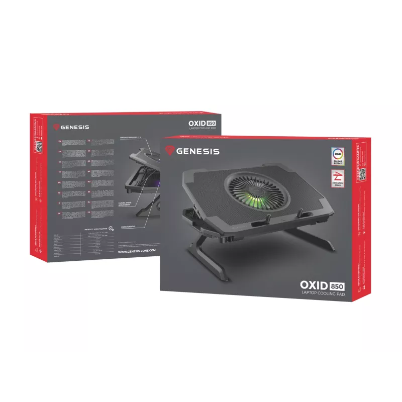 GENESIS Oxid 850 nešiojamojo kompiuterio aušinimo padėklas 43,9 cm (17,3 col.) 2500 aps./min. Juoda