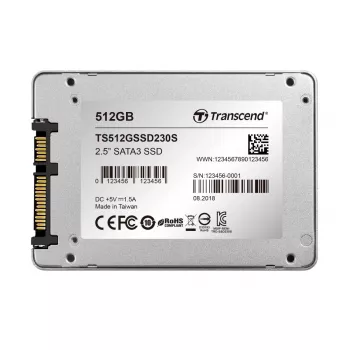 TRANSCEND SSD 230s 512GB 2.5in SATA III 6Gb/s TLC aliuminio korpusas