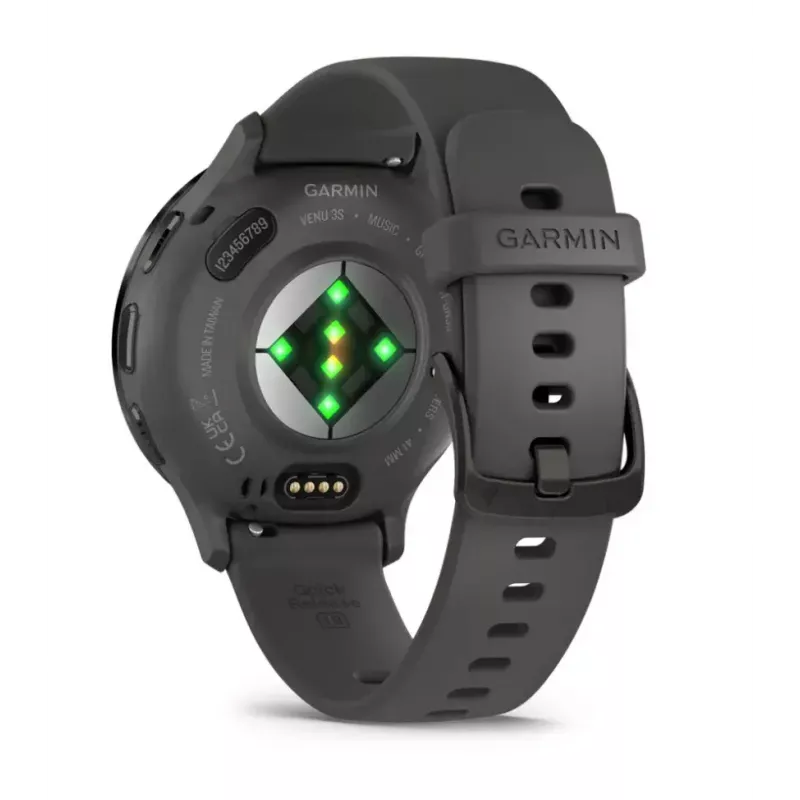 Išmanusis laikrodis GARMIN Venu 3S — 41 mm pilkas polimerinis korpusas, 1,2 colio AMOLED, 10 dienų baterija, 5 ATM