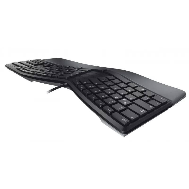Vielinė ergonominė pilno dydžio klaviatūra Cherry KC 4500 ERGO juoda USB QWERTY JK 109 klavišų lenkta išdėstymo riešo atrama 1,8 m laidas