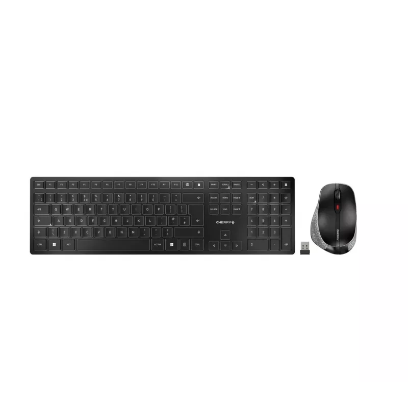 CHERRY DW 9500 plonas klaviatūra su pele Universali RF Wireless + Bluetooth QWERTY Anglų Juoda, Pilka