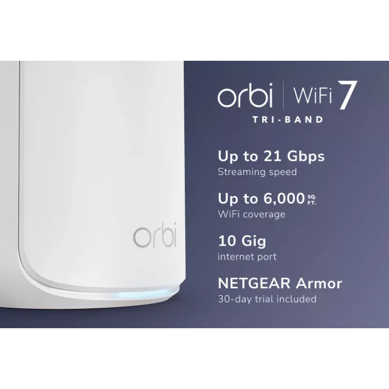 NETGEAR Orbi 870 Tri-band (2.4 GHz / 5 GHz / 6 GHz) Wi-Fi 7 (802.11be) Baltas 4 Vidinis
