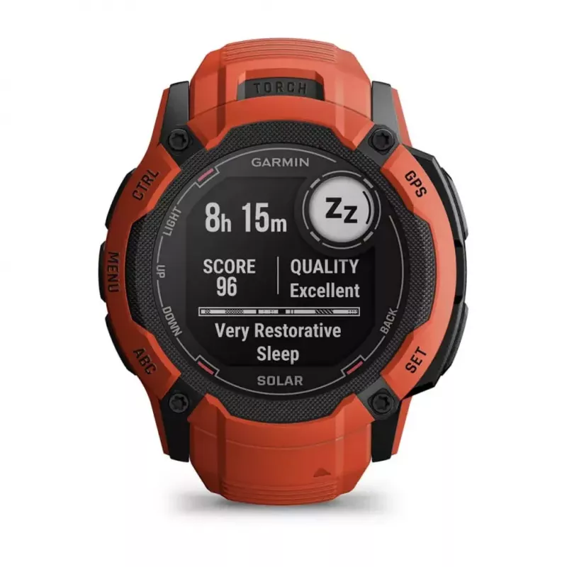 Išmanusis laikrodis GARMIN Instinct 2X Solar — sportinis laikrodis, 50 mm polimerinis korpusas, saulės įkrovimas, GPS (GPS/GLONASS/Galileo), 10 ATM, silikoninis dirželis