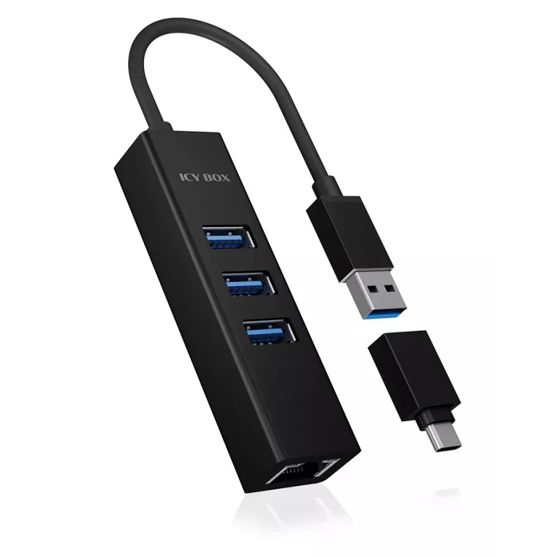 ICY BOX IB-HUB1419-LAN USB 3.2 Gen 1 (3.1 Gen 1) Type-A Juoda