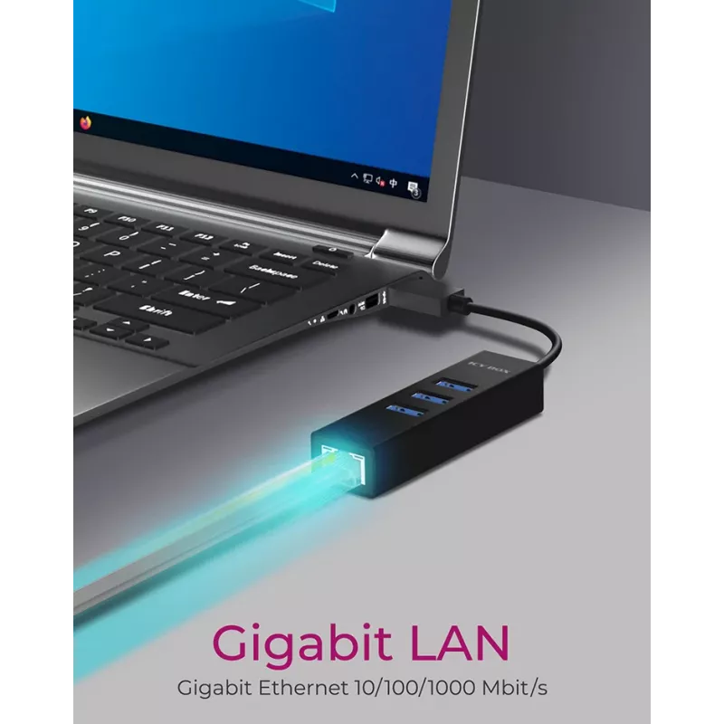 ICY BOX IB-HUB1419-LAN USB 3.2 Gen 1 (3.1 Gen 1) Type-A Juoda