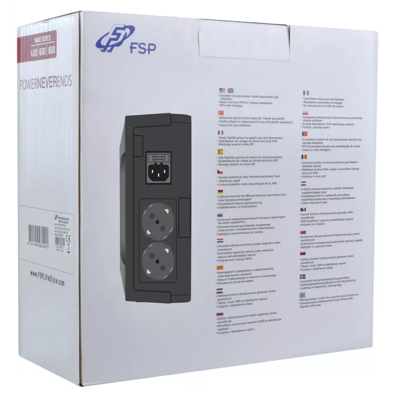 FSP Nano 800 nepertraukiamo maitinimo šaltinis (UPS) budėjimo režimu (Offline) 0,8 kVA 480 W 2 lizdai