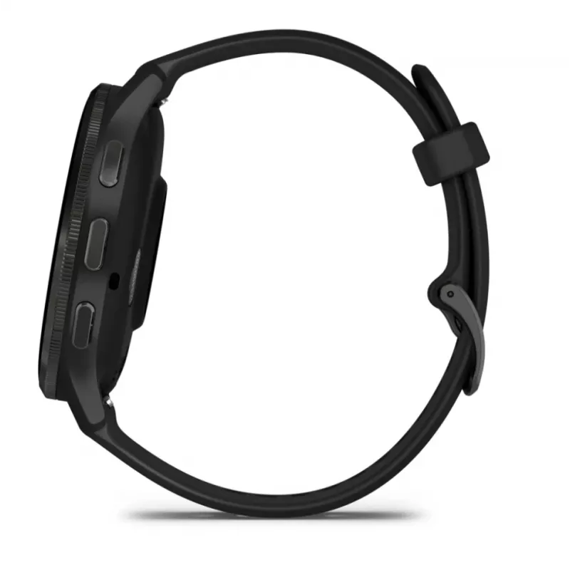 GARMIN INTERNATIONAL Venu 3 - Šiferio nerūdijančio plieno apvadas su juodu korpusu ir silikoniniu dirželiu - 45 mm