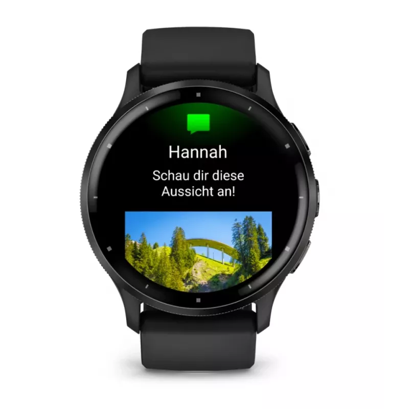 GARMIN INTERNATIONAL Venu 3 - Šiferio nerūdijančio plieno apvadas su juodu korpusu ir silikoniniu dirželiu - 45 mm
