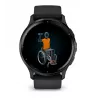 GARMIN INTERNATIONAL Venu 3 - Šiferio nerūdijančio plieno apvadas su juodu korpusu ir silikoniniu dirželiu - 45 mm