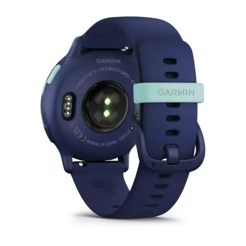 Išmanusis laikrodis GARMIN Vivoactive 5 — sportinis laikrodis, 42 mm aliuminio/polimero korpusas, AMOLED 1,2 col., GPS/GLONASS/Galileo, optinis ŠSD, SpO2, 5 ATM, Bluetooth/NFC