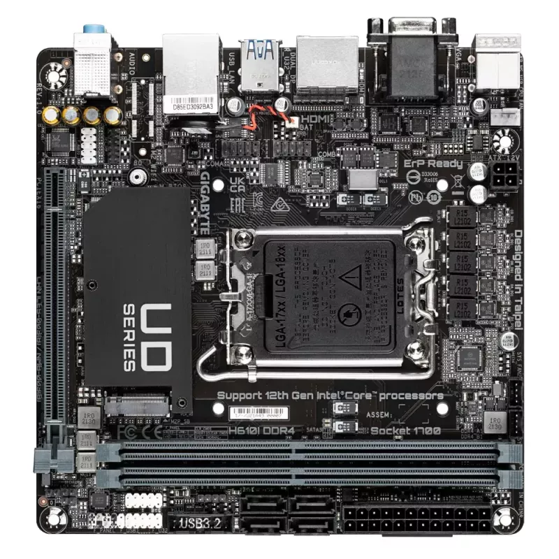 Motininė plokštė GIGABYTE H610I DDR4, Intel LGA 1700, Mini-ITX
