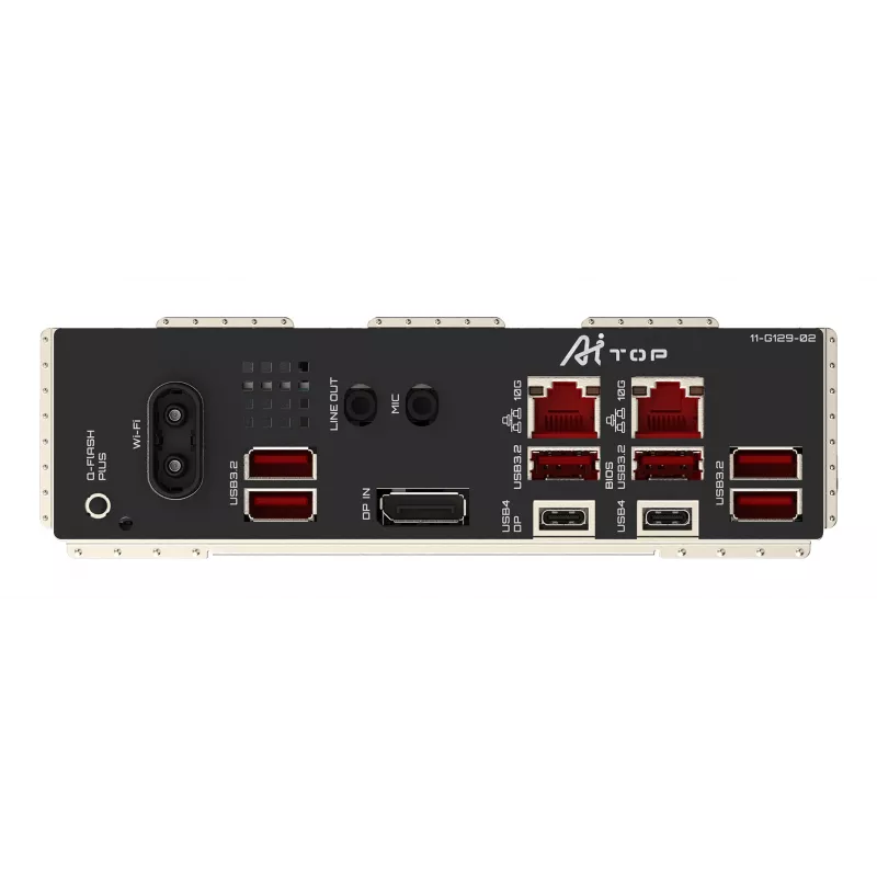 GIGABYTE TRX50 AI TOP-2B motininė plokštė – AMD Ryzen Threadripper PRO 7000 procesoriams, 16+8+4 fazių skaitmeninis VRM, iki 5200 MHz DDR5, 4xPCIe 5.0 M.2, Wi-Fi 7, 10 GbE LAN, USB 4