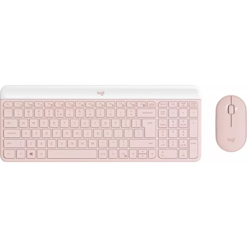LOGITECH belaidė klaviatūra ir pelė Mk470 - rožinė, QWERTY US/tarpt.