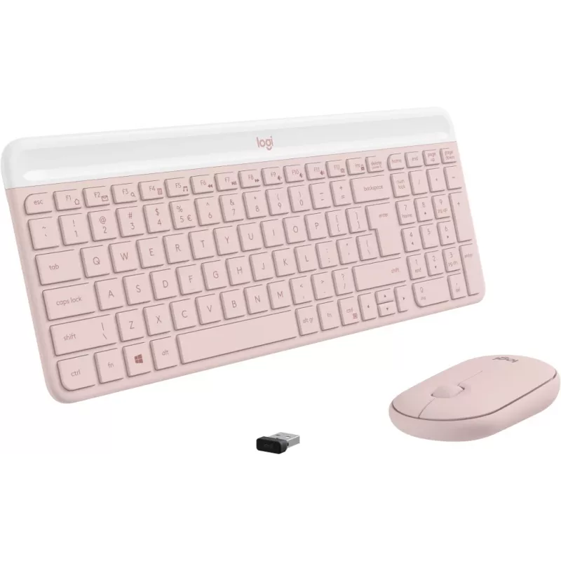LOGITECH belaidė klaviatūra ir pelė Mk470 - rožinė, QWERTY US/tarpt.