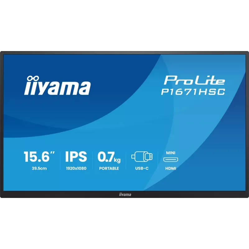 iiyama ProLite P1671HSC-B1 kompiuterio monitorius 39,6 cm (15,6 colio) 1920 x 1080 pikselių Full HD LED juodas