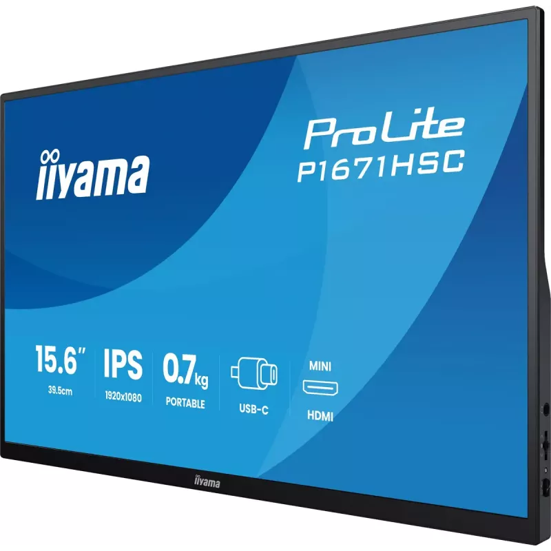 iiyama ProLite P1671HSC-B1 kompiuterio monitorius 39,6 cm (15,6 colio) 1920 x 1080 pikselių Full HD LED juodas