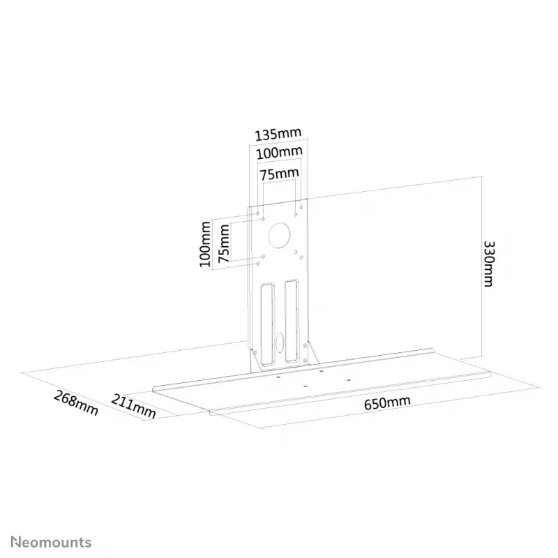 Neomounts KEYB-V200Juoda klaviatūros/pelės lentyna VESA montavimui - plotis 65 cm
