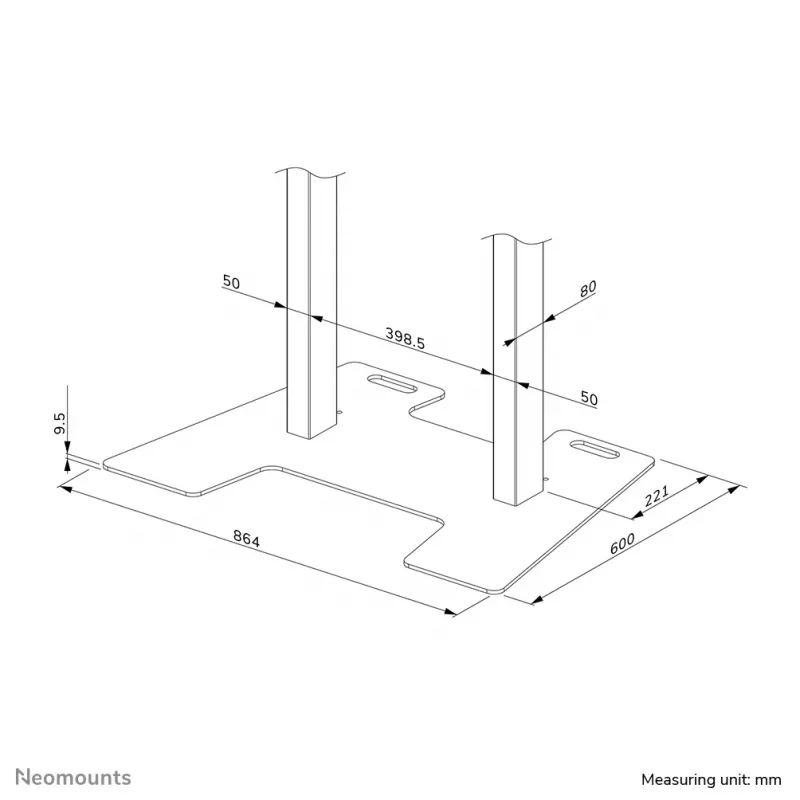 Neomounts AFP-875BL grindų plokštė - varžtinis tvirtinimas