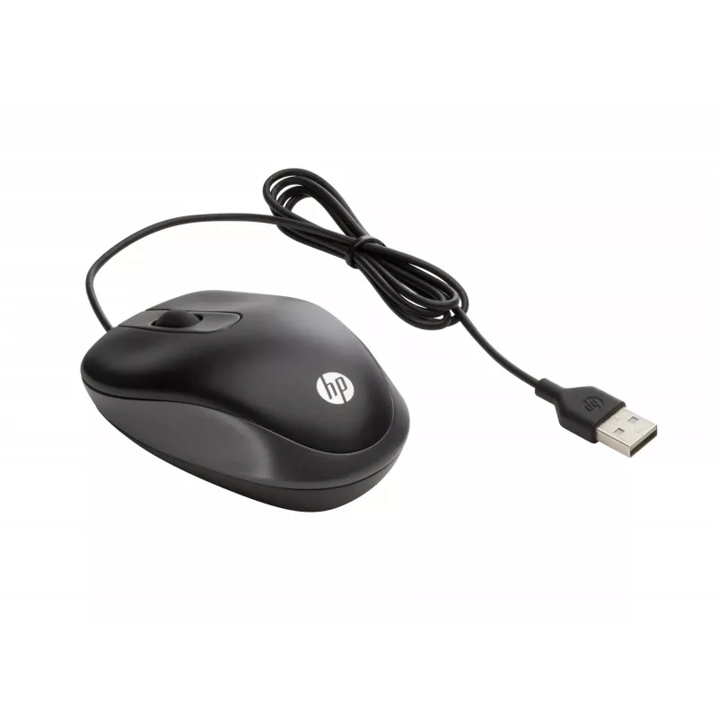 HP USB Travel Mouse, ambidekstrinė, optinė, USB Type-A, 1000 DPI, juoda