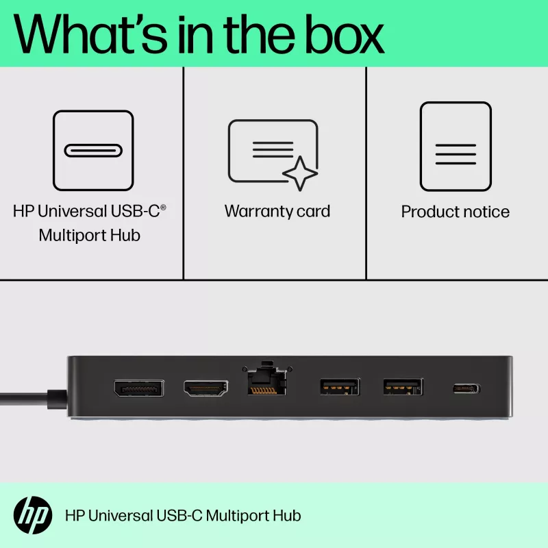 HP Universal USB-C Multiport Hub USB 3.2 Gen 1 Type-C juoda