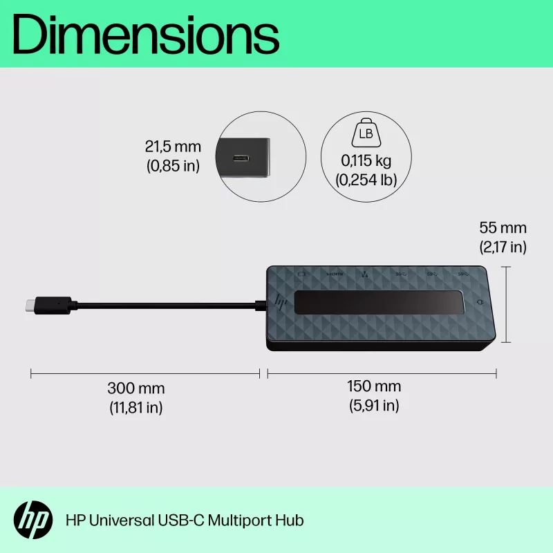 HP Universal USB-C Multiport Hub USB 3.2 Gen 1 Type-C juoda