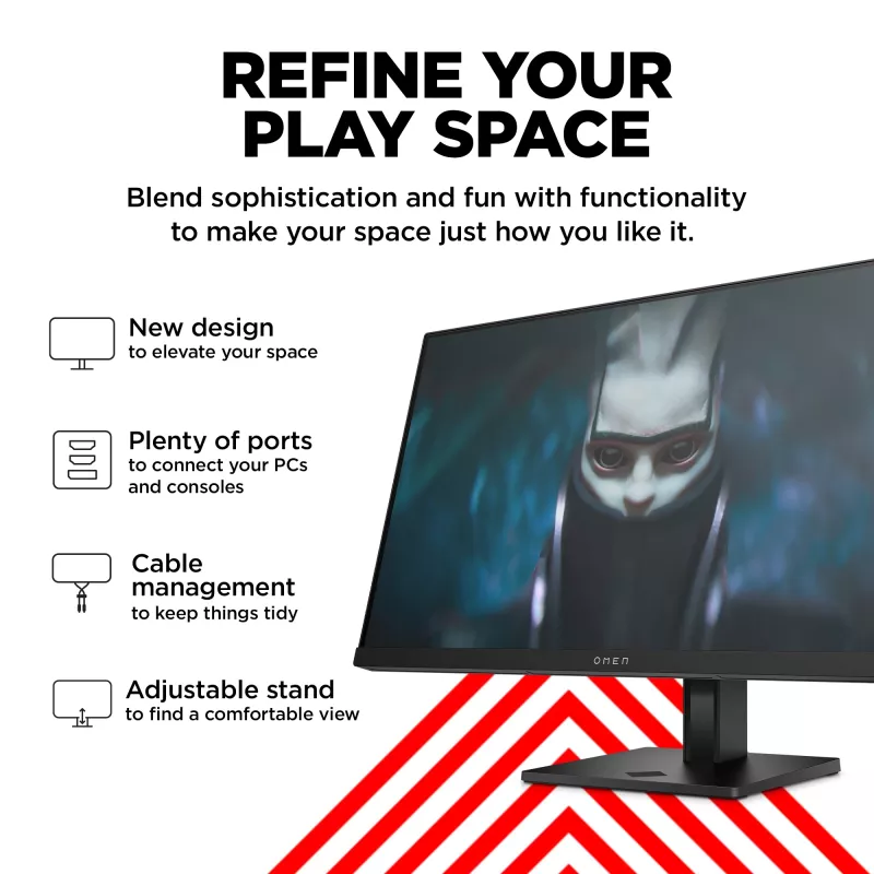 OMEN by HP 23,8 col. FHD 165Hz žaidimų monitorius – OMEN 24, 60,5 cm (23,8 col.), 1920 x 1080 pikselių, Full HD, LCD, 1 ms, juoda