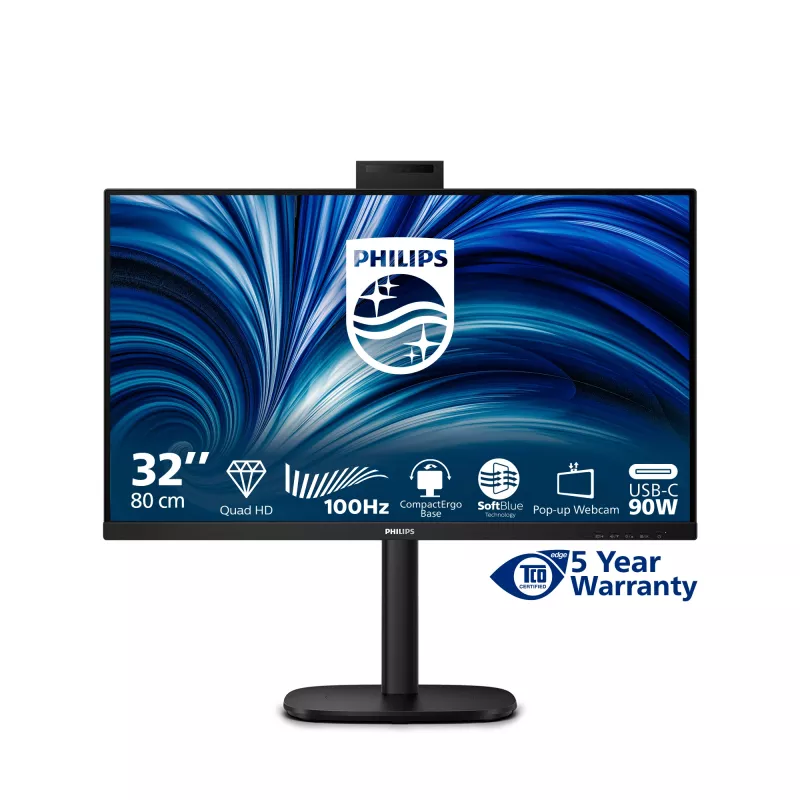 Philips 3000 serijos 32B2U3601H/00 kompiuterio monitorius 80 cm (31,5 col.) 2560 x 1440 pikselių Quad HD LCD juodas