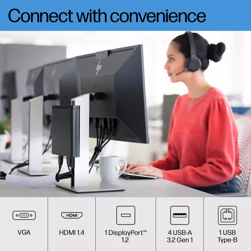 HP E-Series E24 G4 FHD Monitorius, 60,5 cm (23,8 colio), 1920 x 1080 pikselių, Full HD, LCD, 5 ms, juoda