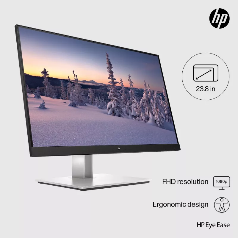 HP E-Series E24 G4 FHD Monitorius, 60,5 cm (23,8 colio), 1920 x 1080 pikselių, Full HD, LCD, 5 ms, juoda