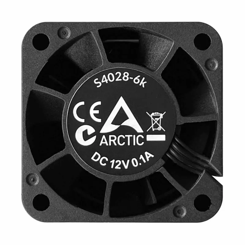 ARCTIC S4028-6K - 40 mm serverio ventiliatorius, Ventiliatorius, 4 cm, 250 RPM, 6000 RPM, 12,06 m³/h, Juoda