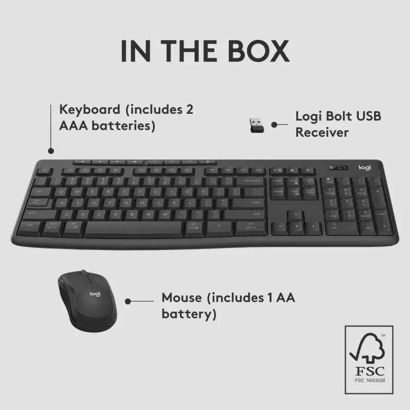 Logitech MK370 Combo for Business pilno dydžio belaidė klaviatūra ir pelė