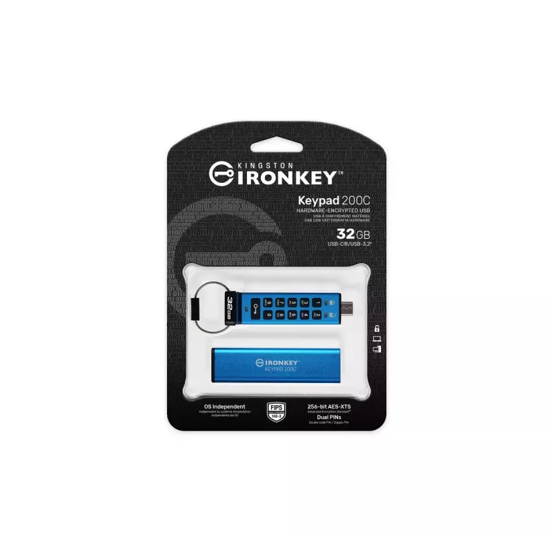 Kingston Technology IronKey 32GB USB-C Keypad 200C, FIPS 140-3 Lvl 3 AES-256