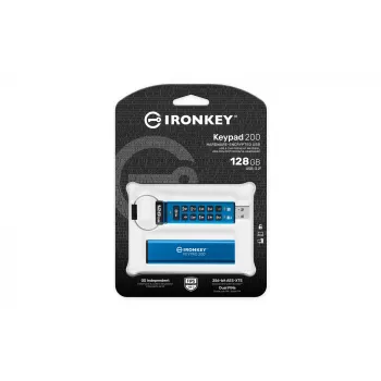Kingston Technology IronKey 128GB Keypad 200, FIPS 140-3 Lvl 3 AES-256 aparatinis šifravimas