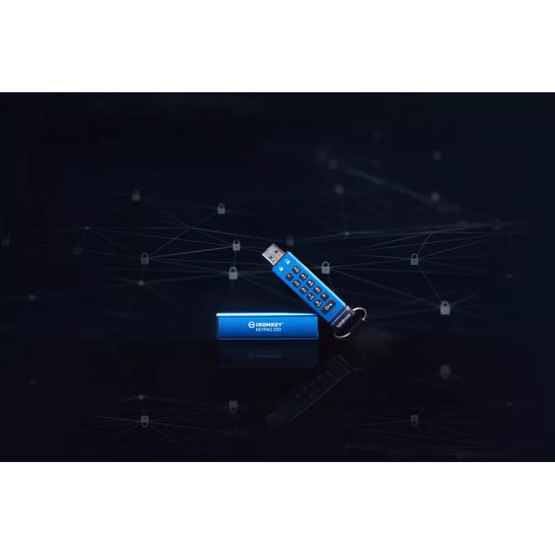 Kingston Technology IronKey 128GB Keypad 200, FIPS 140-3 Lvl 3 AES-256 aparatinis šifravimas
