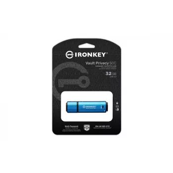 „Kingston Technology“ IronKey 32GB USB-C Vault Privacy 50C AES-256 šifruotas, FIPS 197
