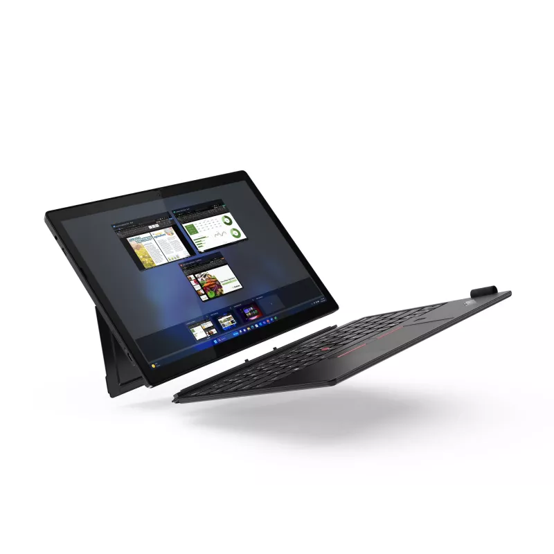 Lenovo ThinkPad X12 Detachable Gen 2, Intel Core Ultra 5 134U, hibridinis (2-in-1), 31,2 cm (12,3 col.) jutiklinis Full HD+, 16 GB LPDDR5x-SDRAM, 512 GB SSD, Wi-Fi 6E (802.11ax), Windows 11 Pro, vokiška, juoda