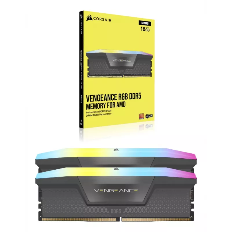 CORSAIR atmintinė 64GB (2x32 GB) DDR5 DRAM 5200MT/s CL40 AMD EXPO ir Intel XMP atminties rinkinys Vengeance RGB
