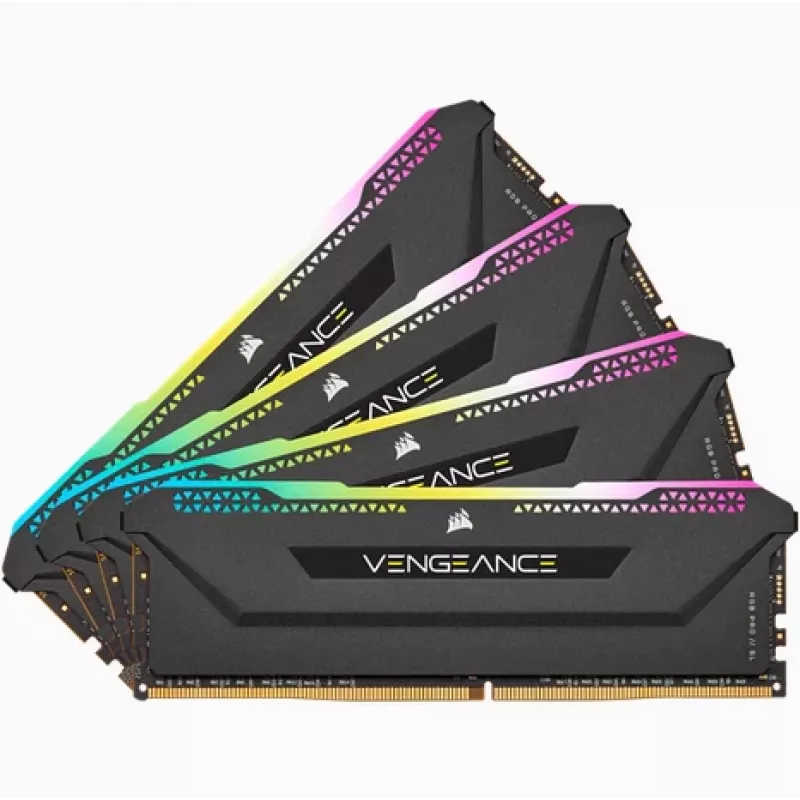 CORSAIR Atmintis 64GB DDR4 (4 x 16GB) DRAM 3200MHz C16 atminties rinkinys Vengeance RGB Pro SL juoda