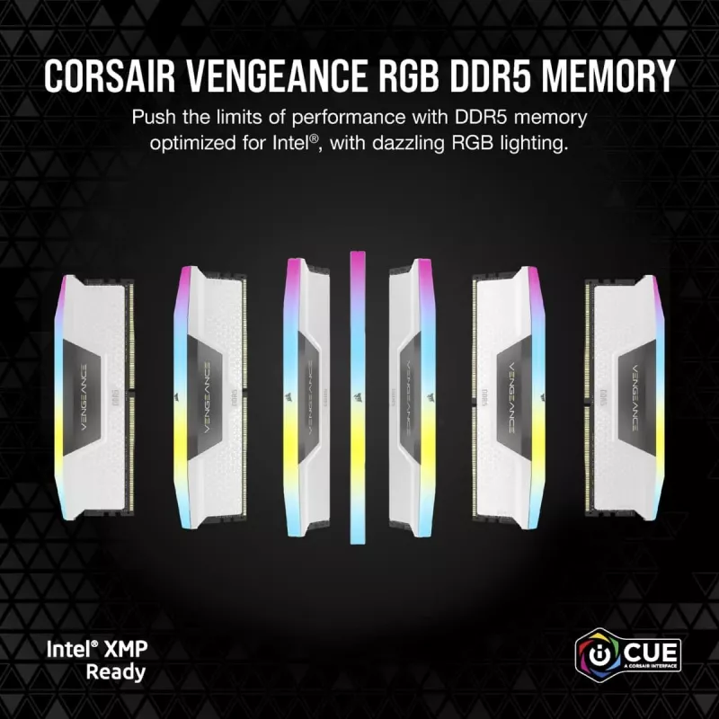 CORSAIR Memory 64GB DDR5 (2x32gb) Dram 5200mt/s CL40 atminties rinkinys Vengeance RGB balta