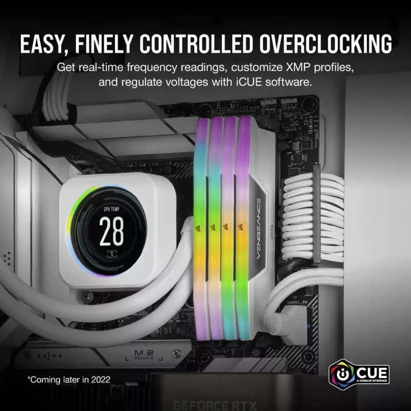 CORSAIR Memory 64GB DDR5 (2x32gb) Dram 5200mt/s CL40 atminties rinkinys Vengeance RGB balta