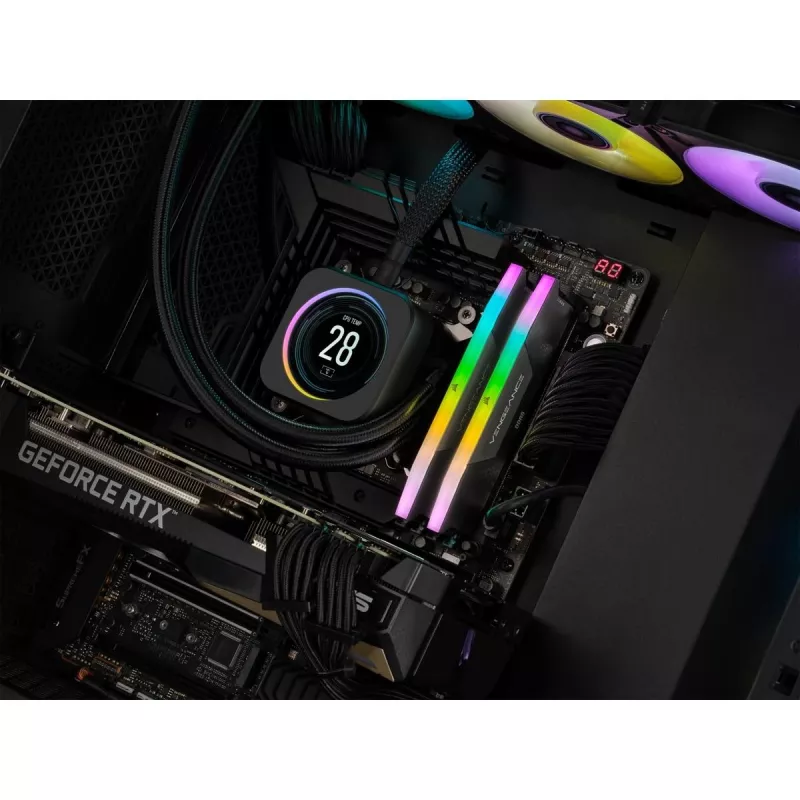 CORSAIR Memory 32GB DDR5 (2x16gb) Dram 6200mt/s CL36 atminties rinkinys Vengeance RGB Juoda