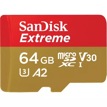 WESTERN DIGITAL Extreme microSDXC 64 GB SD adapteris veiksmo kameroms ir dronams 170 MB/s 80 MB/s A2 C10 V30 UHS-I U3