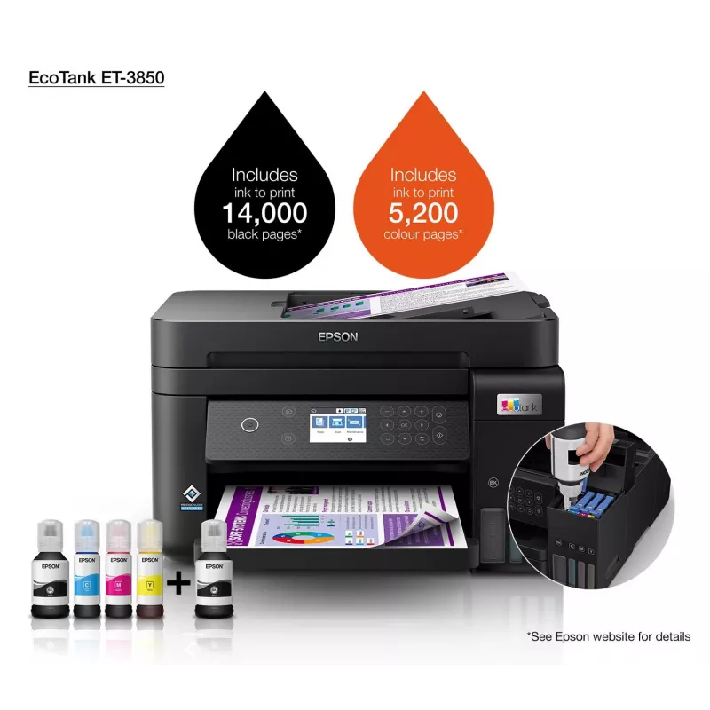 Epson EcoTank ET-3850 rašalinis A4 4800 x 1200 DPI 33 ppm Wi-Fi