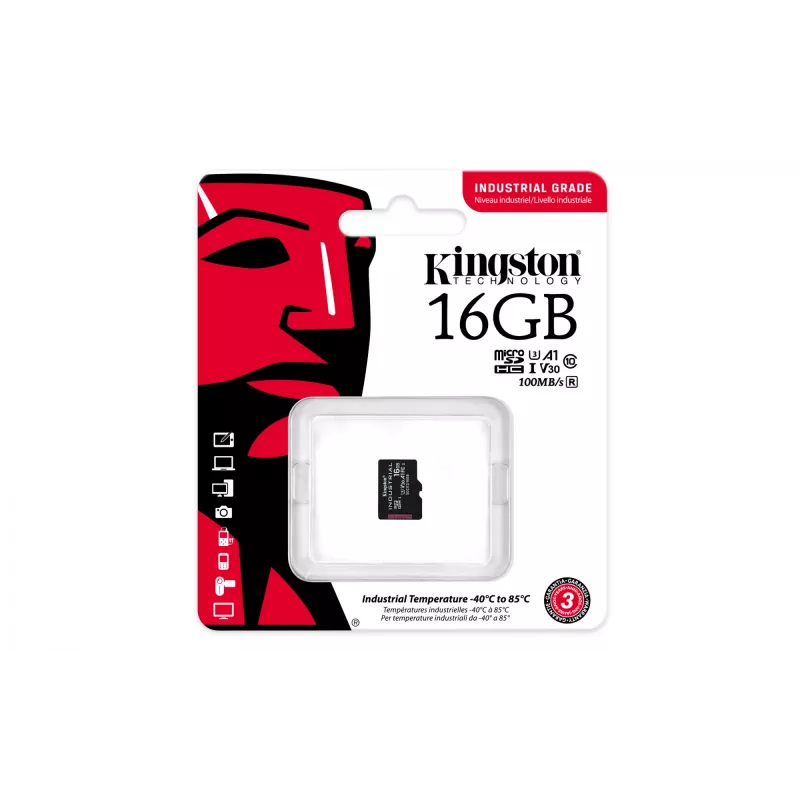 Kingston Technology 16GB microSDHC Industrial C10 A1 pSLC Card viena pakuotė be adapterio