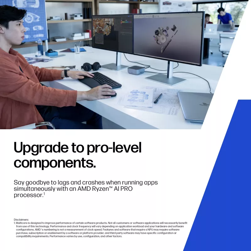 HP ZBook 8 G1ak Copilot+ PC AMD Ryzen AI 7 PRO 35,6 cm (14 colių) WQXGA 64 GB DDR5-SDRAM Wi-Fi 7 (802.11be) Windows 11 Pro AI darbo stotis, AI asmeninis kompiuteris