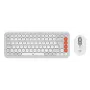Logitech POP Icon Combo klaviatūros ir pelės rinkinys, universalus Bluetooth, QWERTY US International, oranžinė-balta
