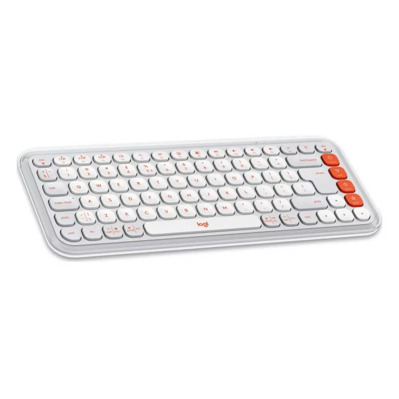 Logitech POP Icon Combo klaviatūros ir pelės rinkinys, universalus Bluetooth, QWERTY US International, oranžinė-balta