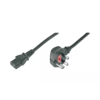 DIGITUS maitinimo laidas, UK kištukas, 90° kampinis - C13 M/F, 2 m, H05VV-F3G 1,00 mm², saugiklis 5 A, juodas