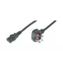 DIGITUS maitinimo laidas, UK kištukas, 90° kampinis - C13 M/F, 2 m, H05VV-F3G 1,00 mm², saugiklis 5 A, juodas